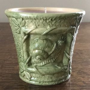 Coastal Vintage Artisan Hand Made Candle Vase Lime Green Lavender